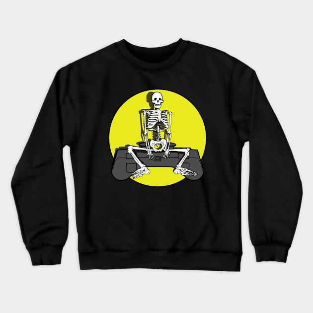 Skeleton and his game Crewneck Sweatshirt by DeathAnarchy